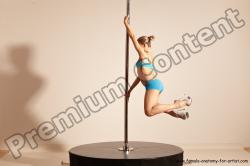 Underwear Gymnastic poses Woman White Moving poses Slim long blond Dynamic poses Academic